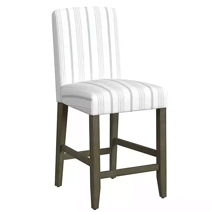 Outlet Kirklands Home Dove Gray Striped Upholstered Bar Stool
