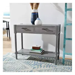 Discount Kirklands Home Dove Turned Leg Rustic Console Table Gray
