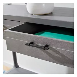 Discount Kirklands Home Dove Turned Leg Rustic Console Table Gray