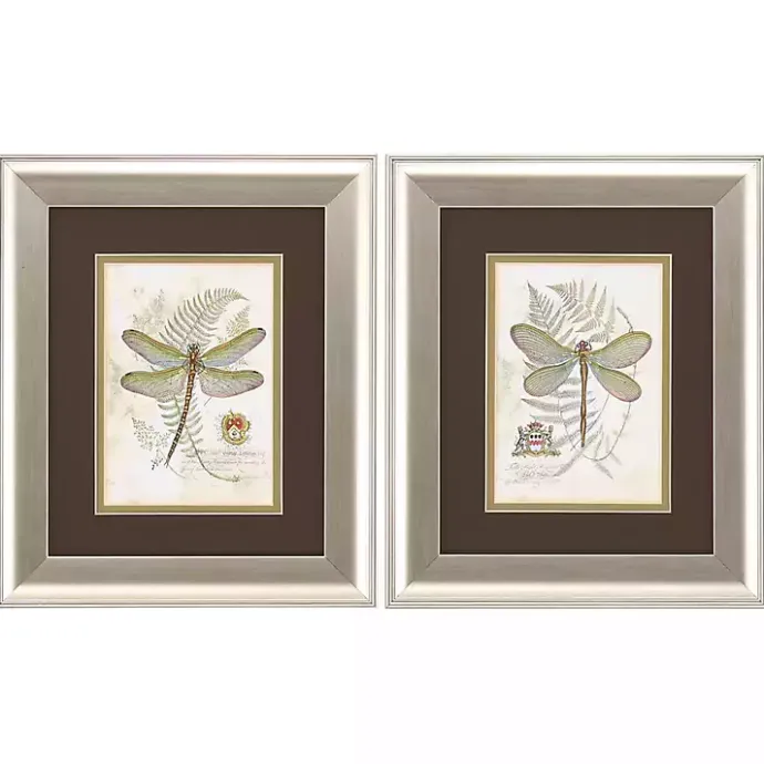 Clearance Kirklands Home Dragonfly Silver Framed Art Prints, Set of 2
