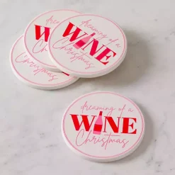 Kirklands Home Dreaming of a Wine Christmas Coasters, Set of 4