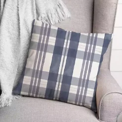 Best Kirklands Home Dusty Blue Plaid Harvest Throw Pillow