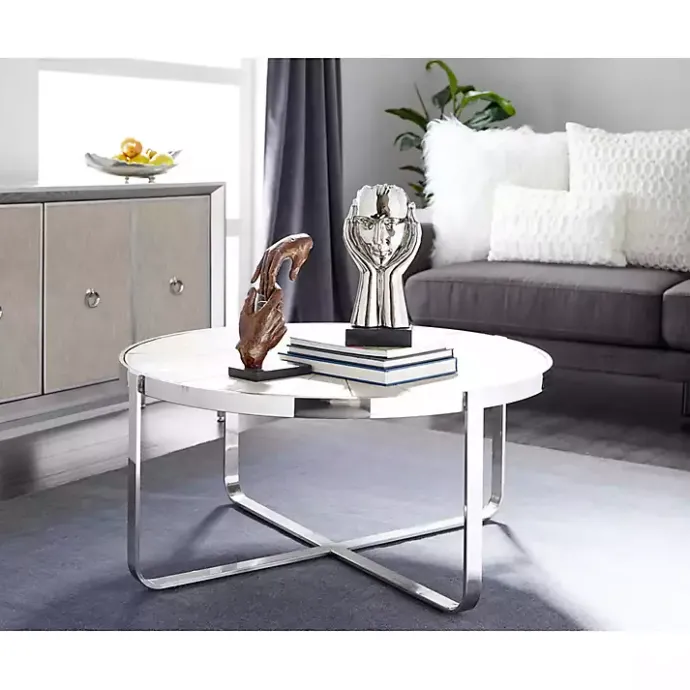 Best Kirklands Home Earthy Abstract Cracked Decorative Tray Silver