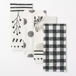 New Kirklands Home Easter Black and White Tea Towels, Set of 4