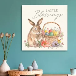 Best Kirklands Home Easter Blessings Bunny and Basket Canvas Art Print
