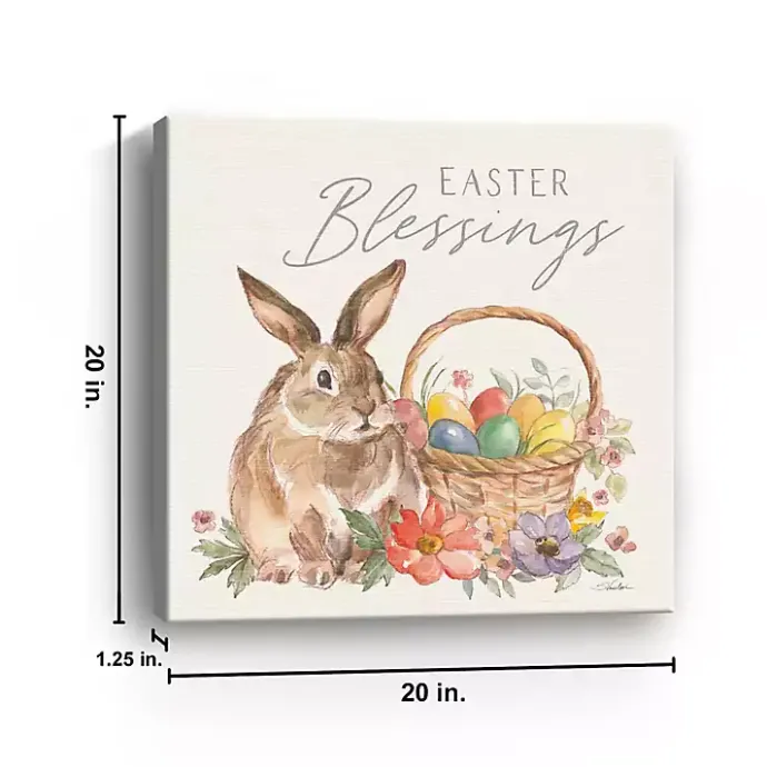 Best Kirklands Home Easter Blessings Bunny and Basket Canvas Art Print