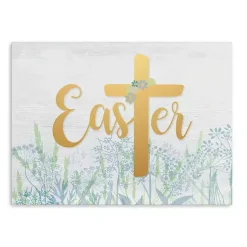 Discount Kirklands Home Easter Cross Wildflower Canvas Art Print, 24x32 Blue