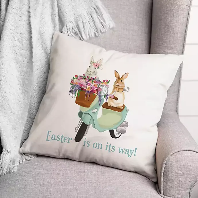 Sale Kirklands Home Easter is on its Way Bunnies Scooter Pillow Multi