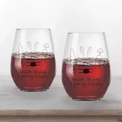 Discount Kirklands Home Easter Wishes Engraved 2-pc. Wine Glass Set Clear