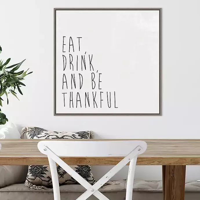 Sale Kirklands Home Eat Drink Be Thankful Framed Canvas Art Print