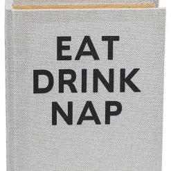 Hot Kirklands Home Eat, Drink, Nap Linen Book Boxes, Set of 3 Gray