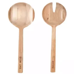Best Kirklands Home Eat More Salad Acacia Wood Salad Servers, Set of 2