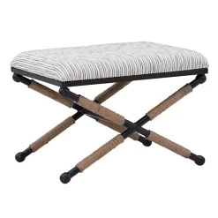 Hot Kirklands Home Eclectic Black and White Striped X Frame Bench