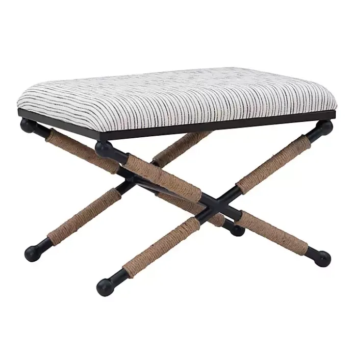 Hot Kirklands Home Eclectic Black and White Striped X Frame Bench