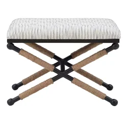 Hot Kirklands Home Eclectic Black and White Striped X Frame Bench