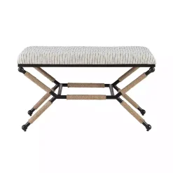 Online Kirklands Home Eclectic Black and White Striped X Frame Bench