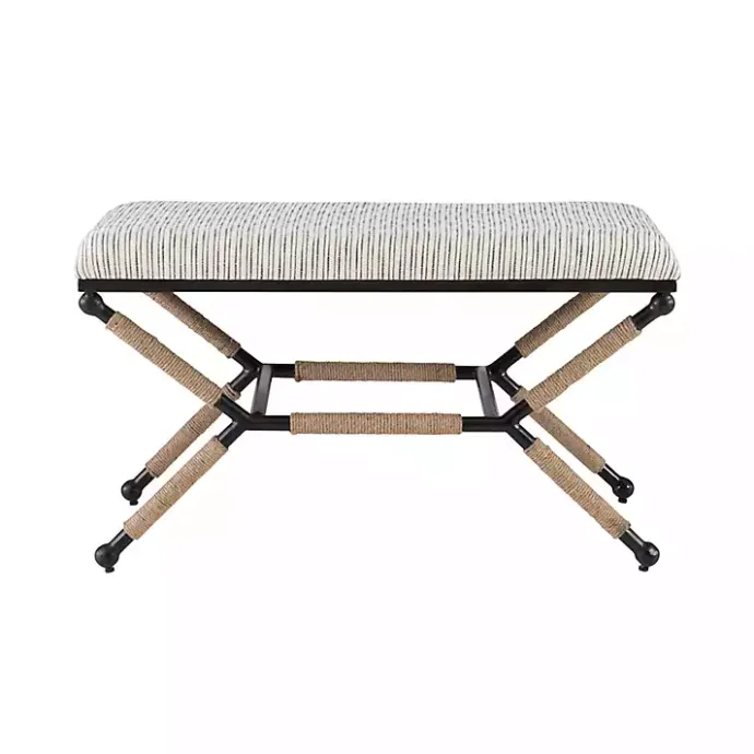 Online Kirklands Home Eclectic Black and White Striped X Frame Bench