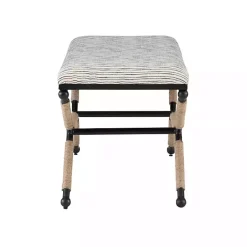 Online Kirklands Home Eclectic Black and White Striped X Frame Bench