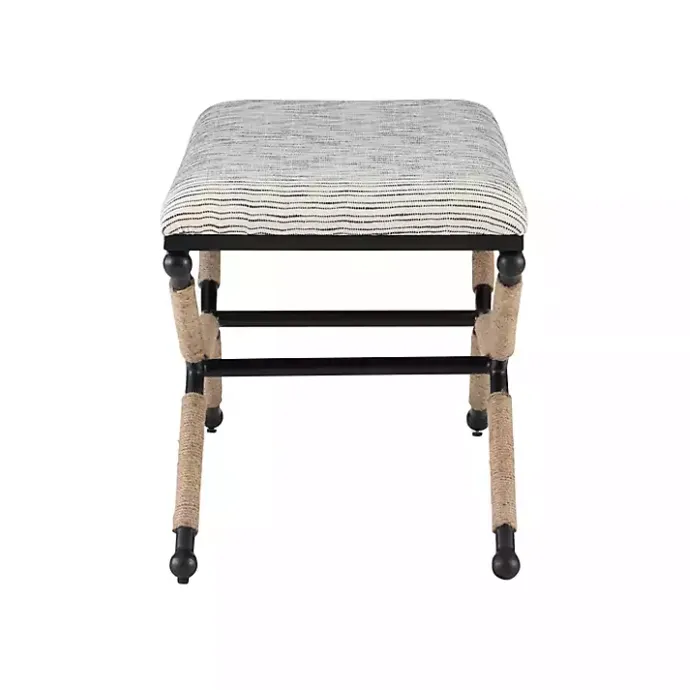 Online Kirklands Home Eclectic Black and White Striped X Frame Bench