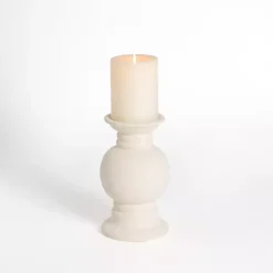 Sale Kirklands Home Eggshell Ceramic Pillar Candle Holder, 10 in. White