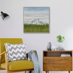 New Kirklands Home Egret Meeting Framed Canvas Art Print Multi