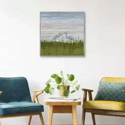 New Kirklands Home Egret Meeting Framed Canvas Art Print Multi