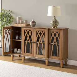 Hot Kirklands Home Eleanora Acorn Wood 4-Door Sideboard Brown