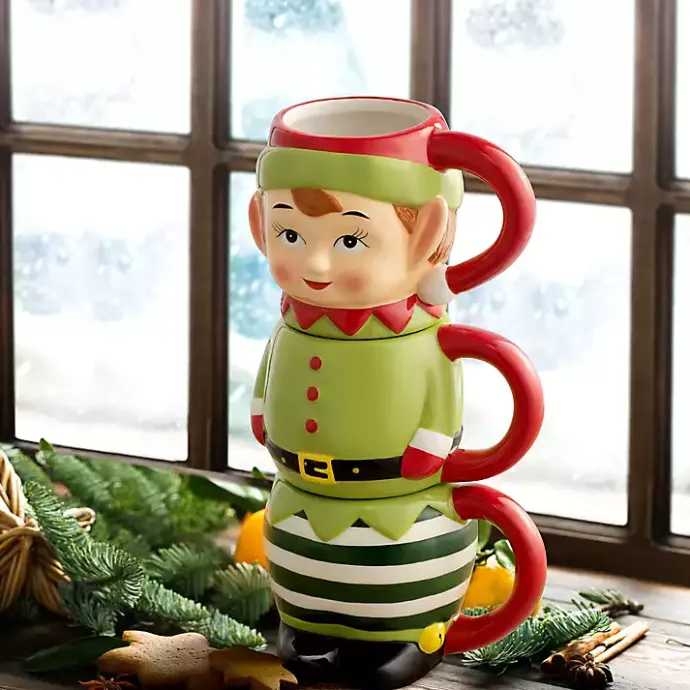 Best Kirklands Home Elf Christmas Mugs, Set of 3 Green
