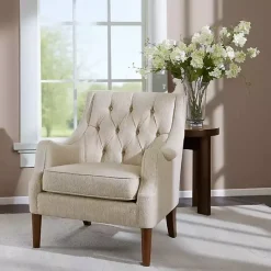 Discount Kirklands Home Elle Tufted Beige Accent Chair Tan