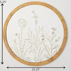 Online Kirklands Home Embossed Ivory Floral Round Framed Wall Plaque White