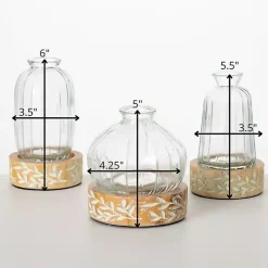 Discount Kirklands Home Embossed Wood and Glass Vases, Set of 3