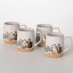 Best Kirklands Home Embossed Woodland Christmas Mugs, Set of 4