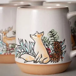 Best Kirklands Home Embossed Woodland Christmas Mugs, Set of 4