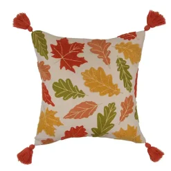 New Kirklands Home Embroidered Autumn Leaves Pillow