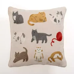 Best Kirklands Home Embroidered Cats Chenille Pillow