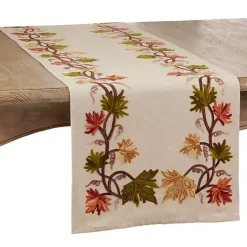 Outlet Kirklands Home Embroidered Fall Leaf Border Table Runner