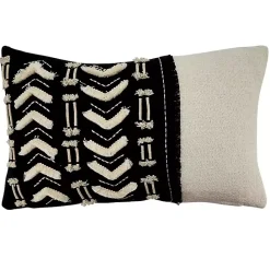 Outlet Kirklands Home Embroidered Geo Black and White Lumbar Pillow