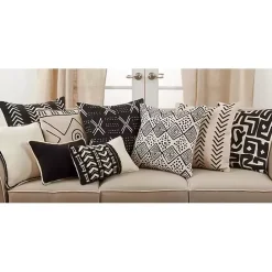 Outlet Kirklands Home Embroidered Geo Black and White Lumbar Pillow