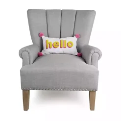 Outlet Kirklands Home Embroidered Hello Pom Pom Lumbar Pillow