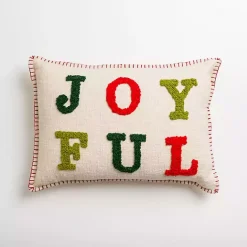 Clearance Kirklands Home Embroidered Joyful Christmas Pillow Multi