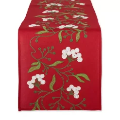 Kirklands Home Embroidered Mistletoe Christmas Table Runner