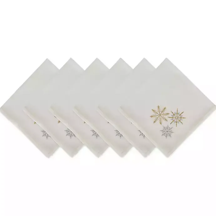 Hot Kirklands Home Embroidered Sparkle Snowflakes Napkins, Set of 6