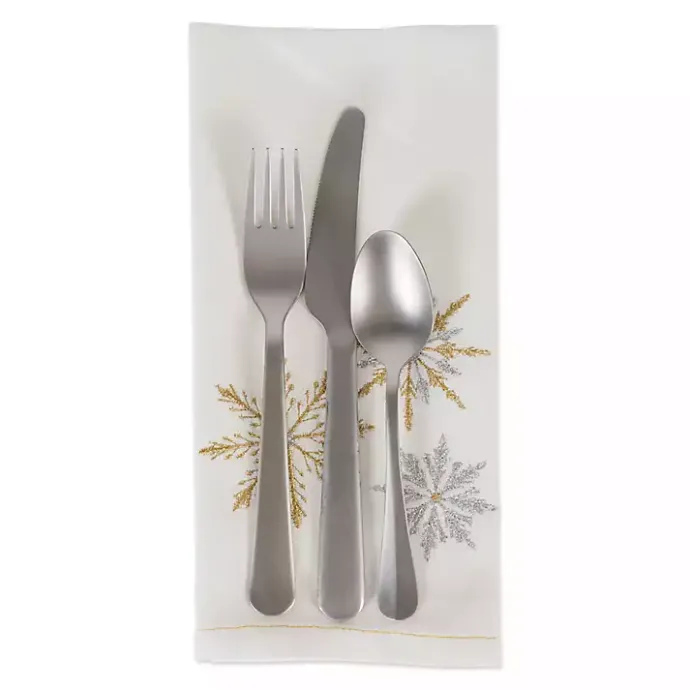Hot Kirklands Home Embroidered Sparkle Snowflakes Napkins, Set of 6
