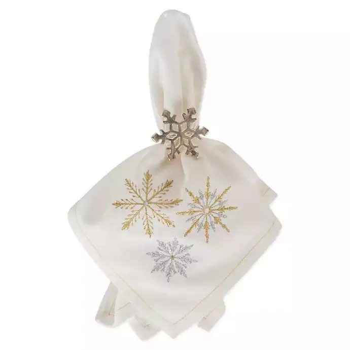 Hot Kirklands Home Embroidered Sparkle Snowflakes Napkins, Set of 6