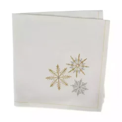 Hot Kirklands Home Embroidered Sparkle Snowflakes Napkins, Set of 6