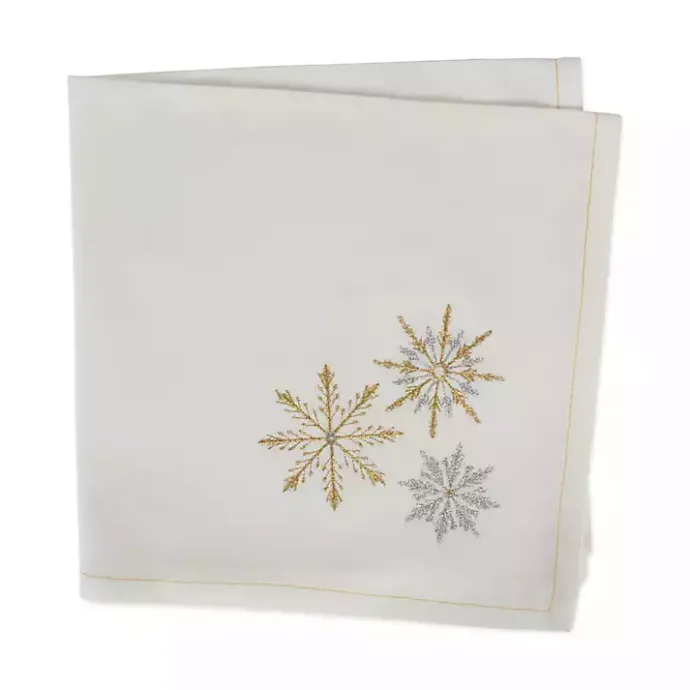 Hot Kirklands Home Embroidered Sparkle Snowflakes Napkins, Set of 6