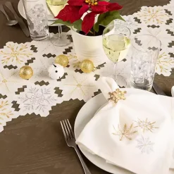 Hot Kirklands Home Embroidered Sparkle Snowflakes Napkins, Set of 6