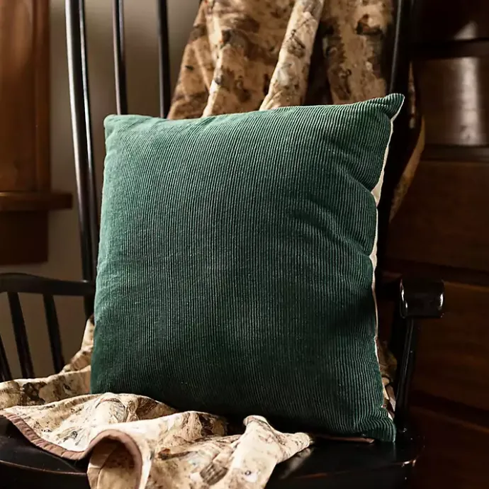 Outlet Kirklands Home Emerald Velvet Corduroy Throw Pillow Green