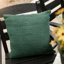 Discount Kirklands Home Emerald Woven Geo Stripe Indoor/Outdoor Pillow Green