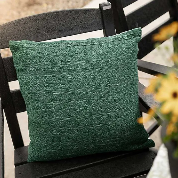 Discount Kirklands Home Emerald Woven Geo Stripe Indoor/Outdoor Pillow Green